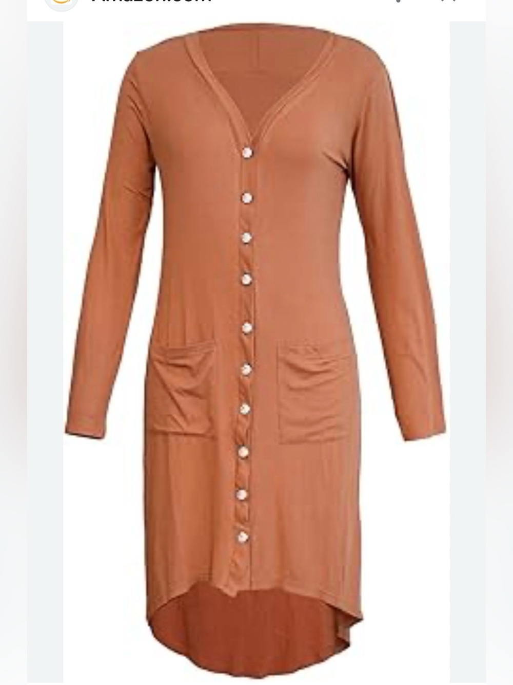 #836 Maggoo Light Brown High Low Cardigan Sweater Size Large